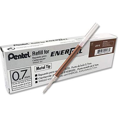 Pentel LR7 Recharges pour Roller Energel BL57/77/107/117/407/TRL Marron Lot de 12 - Publicité Pentel LR7 Recharges pour Roller Energel BL57/77/107/117/407/TRL Marron Lot de 12 - Publicité
