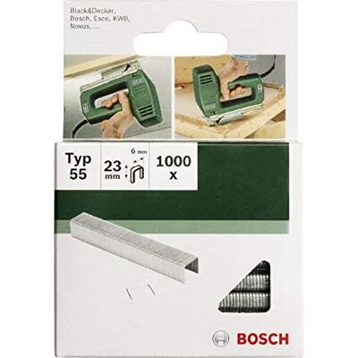 Bosch Accessories 2609255828 Set de 1000 agrafes à dos étroit Type 55 Largeur 6 mm Epaisseur 1,08 mm Longueur 19 mm - Publicité Bosch Accessories 2609255828 Set de 1000 agrafes à dos étroit Type 55 Largeur 6 mm Epaisseur 1,08 mm Longueur 19 mm - Publicité