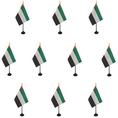 AZ FLAG Lot de 10 Mini Drapeau Emirats Arabes Unis De Table 15x10 cm 10 Drapeaux Émirati De Bureau 100% Polyester Avec Hampe Point Dorée - Publicité AZ FLAG Lot de 10 Mini Drapeau Emirats Arabes Unis De Table 15x10 cm 10 Drapeaux Émirati De Bureau 100% Polyester Avec Hampe Point Dorée - Publicité