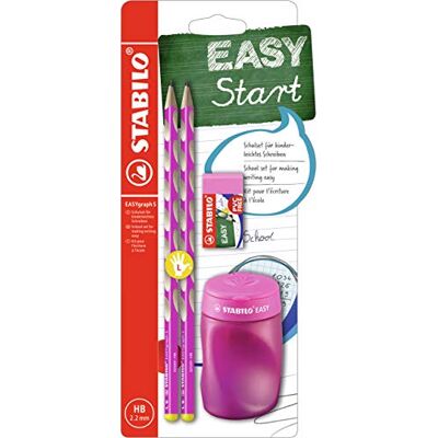STABILO EASYgraph S Kit scolaire pour gauchers Rose avec taille-crayon + gomme - Publicité STABILO EASYgraph S Kit scolaire pour gauchers Rose avec taille-crayon + gomme - Publicité