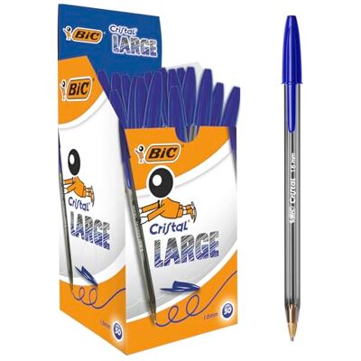 BIC Stylo à bille Cristal Large 1,6 mm Bleu - Publicité BIC Stylo à bille Cristal Large 1,6 mm Bleu - Publicité