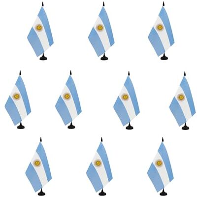 AZ FLAG Lot de 10 Drapeau De Table Argentine 21x14 cm 10 Petits Drapeaux Argentin De Bureau 100% Polyester Avec Hampe De 25cm Et Socle En Plastique Noir - Publicité AZ FLAG Lot de 10 Drapeau De Table Argentine 21x14 cm 10 Petits Drapeaux Argentin De Bureau 100% Polyester Avec Hampe De 25cm Et Socle En Plastique Noir - Publicité