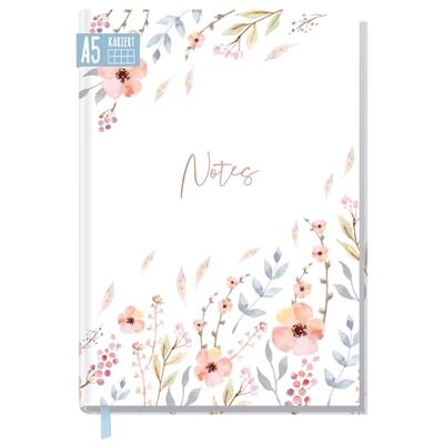 Häfft ® Trendstuff Carnet de notes A5 quadrillé, signet "Sweet Flowers" Cahier d'écriture avec 124 pages quadrillées numérotées, 62 feuilles et papier 90 g/m² idéal comme journal intime - Publicité Häfft ® Trendstuff Carnet de notes A5 quadrillé, signet "Sweet Flowers" Cahier d'écriture avec 124 pages quadrillées numérotées, 62 feuilles et papier 90 g/m² idéal comme journal intime - Publicité