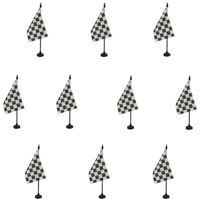AZ FLAG Lot de 10 Drapeaux de Table Damier noir et blanc 15x10 cm Usage intérieur Drapeau de bureau à damiers finition cousue et bords renforcés avec mât en plastique et socle en plastique - Publicité AZ FLAG Lot de 10 Drapeaux de Table Damier noir et blanc 15x10 cm Usage intérieur Drapeau de bureau à damiers finition cousue et bords renforcés avec mât en plastique et socle en plastique - Publicité