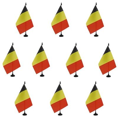 AZ FLAG Lot de 10 Drapeau De Table Belgique 21x14 cm 10 Petits Drapeaux Belge De Bureau 100% Polyester Avec Hampe De 25cm Et Socle En Plastique Noir - Publicité AZ FLAG Lot de 10 Drapeau De Table Belgique 21x14 cm 10 Petits Drapeaux Belge De Bureau 100% Polyester Avec Hampe De 25cm Et Socle En Plastique Noir - Publicité