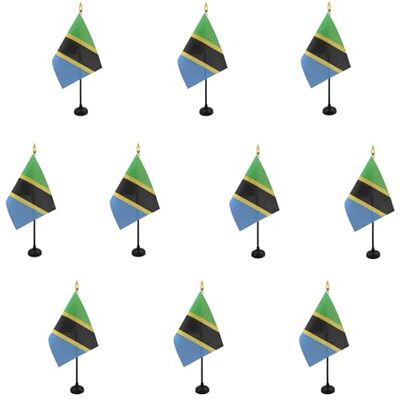 AZ FLAG Lot de 10 Mini Drapeau Tanzanie De Table 15x10 cm 10 Drapeaux Tanzanien De Bureau 100% Polyester Avec Hampe Point Dorée - Publicité AZ FLAG Lot de 10 Mini Drapeau Tanzanie De Table 15x10 cm 10 Drapeaux Tanzanien De Bureau 100% Polyester Avec Hampe Point Dorée - Publicité