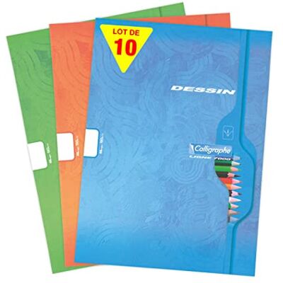 Calligraphe 7554C Lot de 10 Cahiers de Dessin (une Marque de Clairefontaine) 24x32 cm 48 Pages Unies Blanches Papier Dessin 120 g Couverture Carte Couleurs Aléatoires - Publicité Calligraphe 7554C Lot de 10 Cahiers de Dessin (une Marque de Clairefontaine) 24x32 cm 48 Pages Unies Blanches Papier Dessin 120 g Couverture Carte Couleurs Aléatoires - Publicité