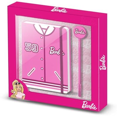 KARACTERMANIA Barbie Varsity-Coffret Cadeau avec Journal et Stylo à Bille Fashion, Rose - Publicité KARACTERMANIA Barbie Varsity-Coffret Cadeau avec Journal et Stylo à Bille Fashion, Rose - Publicité