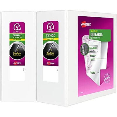 Avery Durable View 09801 Classeur à 3 anneaux, anneaux EZD de 10,2 cm, 2 classeurs blancs - Publicité Avery Durable View 09801 Classeur à 3 anneaux, anneaux EZD de 10,2 cm, 2 classeurs blancs - Publicité