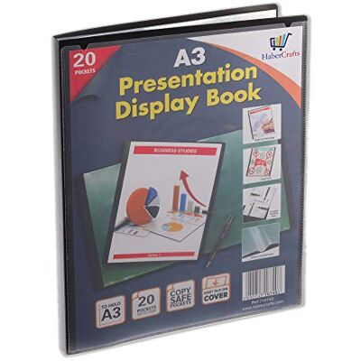 Habercrafts Classeur de présentation à 20 pochettes en plastique Format A3-40 vues (lot de 12) - Publicité Habercrafts Classeur de présentation à 20 pochettes en plastique Format A3-40 vues (lot de 12) - Publicité