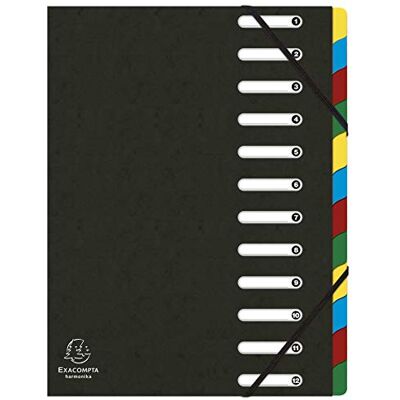 Exacompta Réf. 55121E 1 trieur HARMONIKA avec élastiques et fenêtres découpées couverture en carte lustrée dos extensible 12 compartiments pour A4 dim 24,5 x 32 cm couleur noir - Publicité Exacompta Réf. 55121E 1 trieur HARMONIKA avec élastiques et fenêtres découpées couverture en carte lustrée dos extensible 12 compartiments pour A4 dim 24,5 x 32 cm couleur noir - Publicité