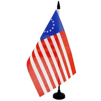 AZ FLAG Drapeau De Table USA 13 étoiles Betsy Ross 21x14 cm Petit Drapeau Américain De Bureau 100% Polyester Avec Hampe De 25cm Et Socle En Plastique Noir - Publicité AZ FLAG Drapeau De Table USA 13 étoiles Betsy Ross 21x14 cm Petit Drapeau Américain De Bureau 100% Polyester Avec Hampe De 25cm Et Socle En Plastique Noir - Publicité