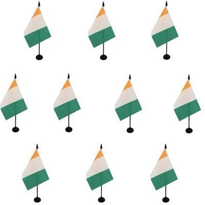 AZ FLAG Lot de 10 Drapeau De Table Côte d'Ivoire 15x10 cm 10 Mini Drapeaux Ivoirien De Bureau 100% Polyester Avec Hampe De 25cm Et Socle En Plastique Noir - Publicité AZ FLAG Lot de 10 Drapeau De Table Côte d'Ivoire 15x10 cm 10 Mini Drapeaux Ivoirien De Bureau 100% Polyester Avec Hampe De 25cm Et Socle En Plastique Noir - Publicité
