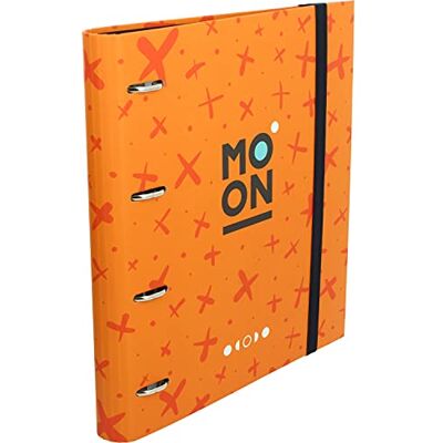 Grafoplás 88102452. Classeur 4 anneaux prédécoupés, A4, avec recharge 100 feuilles quadrillées 5 x 5, bord couleur, intercalaires, carpebook collection Moon orange - Publicité Grafoplás 88102452. Classeur 4 anneaux prédécoupés, A4, avec recharge 100 feuilles quadrillées 5 x 5, bord couleur, intercalaires, carpebook collection Moon orange - Publicité