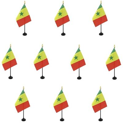 AZ FLAG Lot de 10 Mini Drapeau Sénégal De Table 15x10 cm 10 Drapeaux Sénégalais De Bureau 100% Polyester Avec Hampe Point Dorée - Publicité AZ FLAG Lot de 10 Mini Drapeau Sénégal De Table 15x10 cm 10 Drapeaux Sénégalais De Bureau 100% Polyester Avec Hampe Point Dorée - Publicité