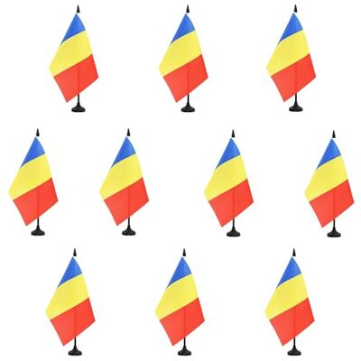 AZ FLAG Lot de 10 Drapeau De Table Tchad 21x14 cm 10 Petits Drapeaux Tchadien De Bureau 100% Polyester Avec Hampe De 25cm Et Socle En Plastique Noir - Publicité AZ FLAG Lot de 10 Drapeau De Table Tchad 21x14 cm 10 Petits Drapeaux Tchadien De Bureau 100% Polyester Avec Hampe De 25cm Et Socle En Plastique Noir - Publicité