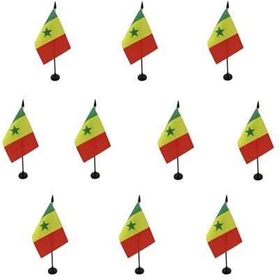 AZ FLAG Lot de 10 Drapeau De Table Sénégal 15x10 cm 10 Mini Drapeaux Sénégalais De Bureau 100% Polyester Avec Hampe De 25cm Et Socle En Plastique Noir - Publicité AZ FLAG Lot de 10 Drapeau De Table Sénégal 15x10 cm 10 Mini Drapeaux Sénégalais De Bureau 100% Polyester Avec Hampe De 25cm Et Socle En Plastique Noir - Publicité