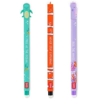 LEGAMI Set de 3 stylos gel effaçables, Under The Sea, Stylos à encre effaçable, Turquoise, Noir, Violet, Stylo effaçable Marine, Effaçable sans feuille, pointe 0.7 mm - Publicité LEGAMI Set de 3 stylos gel effaçables, Under The Sea, Stylos à encre effaçable, Turquoise, Noir, Violet, Stylo effaçable Marine, Effaçable sans feuille, pointe 0.7 mm - Publicité