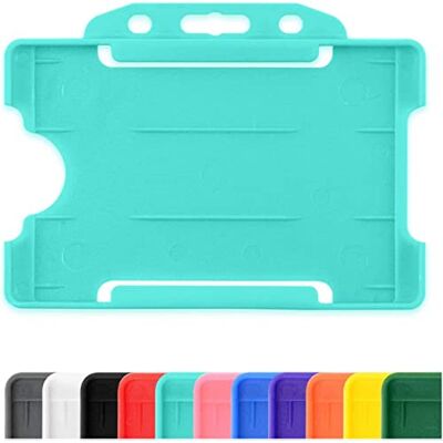 CKB LTD Lot de 10 Porte-badges en plastique rigide à glisser sur une face ouverte pour carte d'identité badge horizontal ou paysage, peut contenir une carte de crédit CR80 86 mm 54 mm Turquoise - Publicité CKB LTD Lot de 10 Porte-badges en plastique rigide à glisser sur une face ouverte pour carte d'identité badge horizontal ou paysage, peut contenir une carte de crédit CR80 86 mm 54 mm Turquoise - Publicité