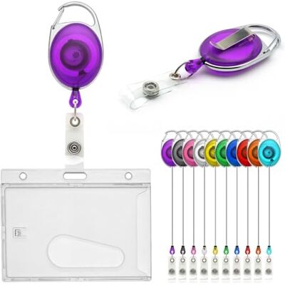 CKB LTD Ensemble de porte-badge rétractable à enrouleur simple face avec fente d’éjection horizontale pour carte d’identité avec clip de ceinture pour l’école, le bureau, porte-carte de 86x54mm - Publicité CKB LTD Ensemble de porte-badge rétractable à enrouleur simple face avec fente d’éjection horizontale pour carte d’identité avec clip de ceinture pour l’école, le bureau, porte-carte de 86x54mm - Publicité