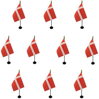 AZ FLAG Lot de 10 Mini Drapeau Danemark De Table 15x10 cm 10 Drapeaux Danois De Bureau 100% Polyester Avec Hampe Point Dorée - Publicité AZ FLAG Lot de 10 Mini Drapeau Danemark De Table 15x10 cm 10 Drapeaux Danois De Bureau 100% Polyester Avec Hampe Point Dorée - Publicité