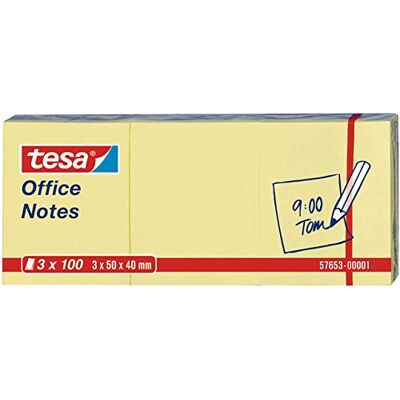 Tesa Office Notes autocollantes Jaune 50 x 40 mm Contenu de l'emballage : 3 blocs - Publicité Tesa Office Notes autocollantes Jaune 50 x 40 mm Contenu de l'emballage : 3 blocs - Publicité