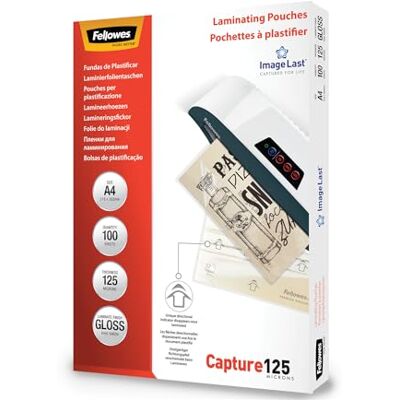 Fellowes Pochette De Plastification A4 125 Microns Pack De 100 Feuilles Plastifieuse A4 Finition Brillante Aspect Haute Qualité Photos Affiches Loisirs Créatifs Technologie ImageLast Capture 125 - Publicité Fellowes Pochette De Plastification A4 125 Microns Pack De 100 Feuilles Plastifieuse A4 Finition Brillante Aspect Haute Qualité Photos Affiches Loisirs Créatifs Technologie ImageLast Capture 125 - Publicité