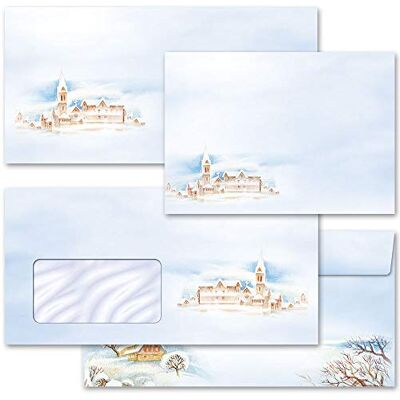 Paper-Media 25 enveloppes (sans fenêtre) Hiver, PAYSAGE D?HIVER DIN LANG (220x110 mm) - Publicité Paper-Media 25 enveloppes (sans fenêtre) Hiver, PAYSAGE D?HIVER DIN LANG (220x110 mm) - Publicité