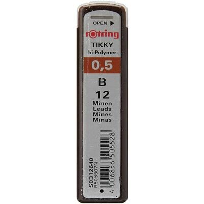 Rotring Etui de 12 Mines Tikky pour Porte-Mines 0,5 Mm B - Publicité Rotring Etui de 12 Mines Tikky pour Porte-Mines 0,5 Mm B - Publicité