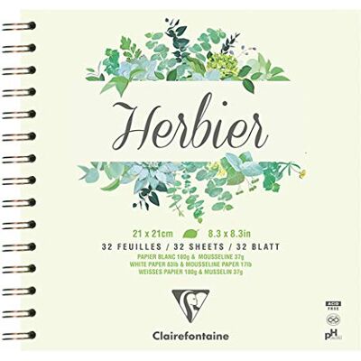 Cahier Herbier Clairefontaine 32F 21x21cm 180g - Blanc - Lot de 5 - Publicité Cahier Herbier Clairefontaine 32F 21x21cm 180g - Blanc - Lot de 5 - Publicité