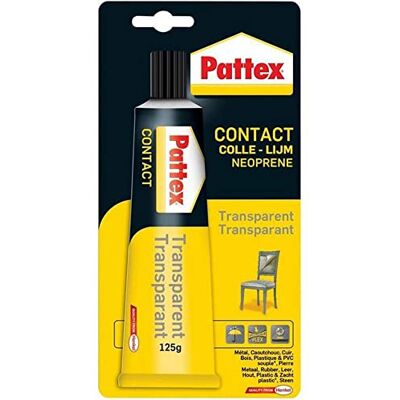 Pattex Colle contact type néoprène- Formule transparente tous matériaux- Tube 125 gr - Publicité Pattex Colle contact type néoprène- Formule transparente tous matériaux- Tube 125 gr - Publicité