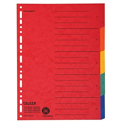 FALKEN 20x intercalaires en carton extra-larges pour A4+ 24,5 x 30 cm avec impression organisationnelle 5 pièces en couleur pour le rangement de pochettes transparentes et de dépliants - Publicité FALKEN 20x intercalaires en carton extra-larges pour A4+ 24,5 x 30 cm avec impression organisationnelle 5 pièces en couleur pour le rangement de pochettes transparentes et de dépliants - Publicité
