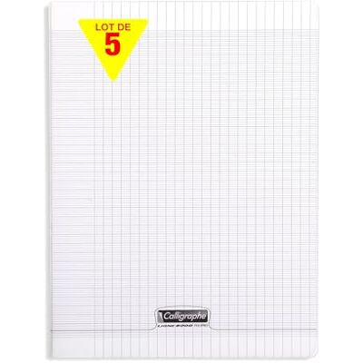 Calligraphe 18259Cpack Un lot de 5 Cahiers Agrafés Incolores (une Marque de Clairefontaine) A4 21x29,7 cm 140 Pages Grands Carreaux Papier Blanc 90 g Couverture Polypro Transparent - Publicité Calligraphe 18259Cpack Un lot de 5 Cahiers Agrafés Incolores (une Marque de Clairefontaine) A4 21x29,7 cm 140 Pages Grands Carreaux Papier Blanc 90 g Couverture Polypro Transparent - Publicité