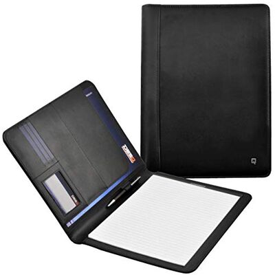 Desq ® Conférencier A4-3 pochettes pour documents, 4 fentes pour cards, Espace de rangement supplémentaire, Bloc-notes inclus, Noir, Design mince, Dutch Design - Publicité Desq ® Conférencier A4-3 pochettes pour documents, 4 fentes pour cards, Espace de rangement supplémentaire, Bloc-notes inclus, Noir, Design mince, Dutch Design - Publicité