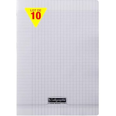 Calligraphe 18029Cpack Un lot de 10 Cahiers Agrafés Incolores (une Marque de Clairefontaine) A4 21x29,7 cm 48 Pages Grands Carreaux Papier Blanc 90 g Couverture Polypro Transparent - Publicité Calligraphe 18029Cpack Un lot de 10 Cahiers Agrafés Incolores (une Marque de Clairefontaine) A4 21x29,7 cm 48 Pages Grands Carreaux Papier Blanc 90 g Couverture Polypro Transparent - Publicité