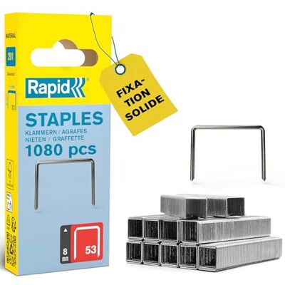 Rapid Agrafes fil fin n°53/ 8mm 1080pcs Emballage FSC (40109503) Fil galvanisé, Haute performance Discrètes Pointes affûtées Pour le textile, étiquetage et la décoration - Publicité Rapid Agrafes fil fin n°53/ 8mm 1080pcs Emballage FSC (40109503) Fil galvanisé, Haute performance Discrètes Pointes affûtées Pour le textile, étiquetage et la décoration - Publicité
