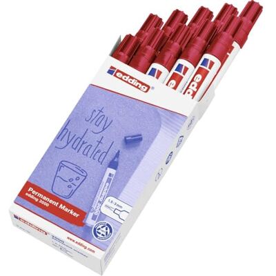 Edding 3000 Marqueur permanent rouge 10 stylos pointe ronde 1,5-3 mm sèche vite résiste à l'eau et à l'essuyage pour carton, plastique, bois, métal marqueur universel - Publicité Edding 3000 Marqueur permanent rouge 10 stylos pointe ronde 1,5-3 mm sèche vite résiste à l'eau et à l'essuyage pour carton, plastique, bois, métal marqueur universel - Publicité