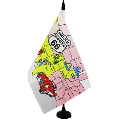 AZ FLAG Drapeau De Table USA Route 66 21x14 cm Petit Drapeau De La Road 66 Aux Etats-Unis De Bureau 100% Polyester Avec Hampe De 25cm Et Socle En Plastique Noir - Publicité AZ FLAG Drapeau De Table USA Route 66 21x14 cm Petit Drapeau De La Road 66 Aux Etats-Unis De Bureau 100% Polyester Avec Hampe De 25cm Et Socle En Plastique Noir - Publicité
