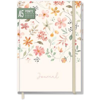 Häfft paper&you® Journal A5 dotted Carnet à points "Wild Blossoms" 156 pages numérotées à points, élastique et ruban marque-page , faire des croquis, faire des liste - Publicité Häfft paper&you® Journal A5 dotted Carnet à points "Wild Blossoms" 156 pages numérotées à points, élastique et ruban marque-page , faire des croquis, faire des liste - Publicité