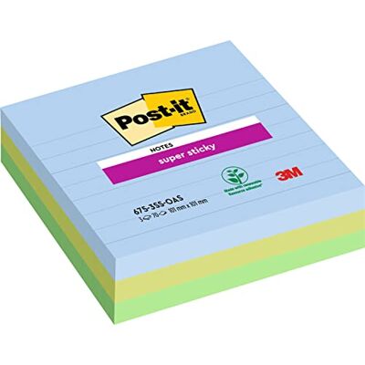 Post-It Notes Autocollantes Super Sticky, Grand Format XL, Lignées, Pack de 3 Blocs, 101 mm x 101 mm, 70 Feuilles par Bloc Feuillets Super Adhésifs pour Prise de Notes, Listes de Tâches et Rappels - Publicité Post-It Notes Autocollantes Super Sticky, Grand Format XL, Lignées, Pack de 3 Blocs, 101 mm x 101 mm, 70 Feuilles par Bloc Feuillets Super Adhésifs pour Prise de Notes, Listes de Tâches et Rappels - Publicité