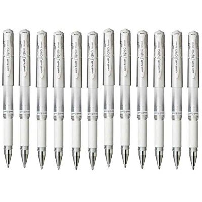 uni-ball UM-153 Signo Lot de 12 stylos métalliques à pointe large Blanc - Publicité uni-ball UM-153 Signo Lot de 12 stylos métalliques à pointe large Blanc - Publicité