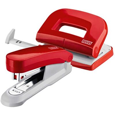 Novus Set de bureau (agrafeuse E 15 avec perforatrice E 210, 1000 agrafes n° 10) Rouge - Publicité Novus Set de bureau (agrafeuse E 15 avec perforatrice E 210, 1000 agrafes n° 10) Rouge - Publicité
