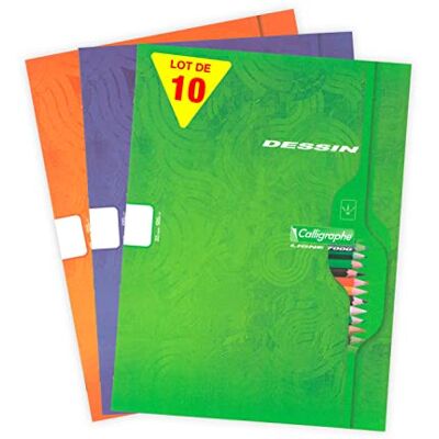 Calligraphe 7553C Lot de 10 Cahiers de Dessin (une Marque de Clairefontaine) 24x32 cm 32 Pages Unies Blanches Papier Dessin 120 g Couverture Carte Couleurs Aléatoires - Publicité Calligraphe 7553C Lot de 10 Cahiers de Dessin (une Marque de Clairefontaine) 24x32 cm 32 Pages Unies Blanches Papier Dessin 120 g Couverture Carte Couleurs Aléatoires - Publicité