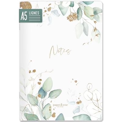 Häfft paper&you® Carnet Classic A5 ligné, couverture souple Feuille d'or Idéal pour l'école et le bureau : 64 pages lignées et numérotées en papier 90 g/m², couverture souple et coins arrondis - Publicité Häfft paper&you® Carnet Classic A5 ligné, couverture souple Feuille d'or Idéal pour l'école et le bureau : 64 pages lignées et numérotées en papier 90 g/m², couverture souple et coins arrondis - Publicité