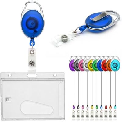 CKB LTD Porte-badge à Enrouleur Rétractable Set Combo Simple Face Fermé Fente d'Éjection Slot Porte-carte d'Identité Horizontal pour École, Bureau, Carte d'Identité Clip de Ceinture Attachment - Publicité CKB LTD Porte-badge à Enrouleur Rétractable Set Combo Simple Face Fermé Fente d'Éjection Slot Porte-carte d'Identité Horizontal pour École, Bureau, Carte d'Identité Clip de Ceinture Attachment - Publicité