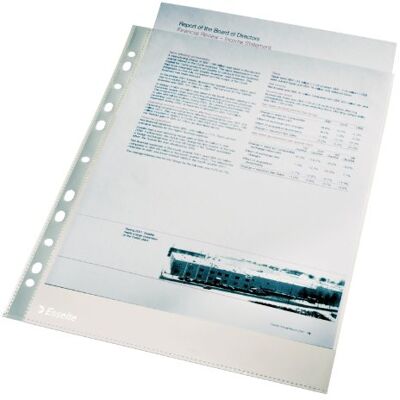 Rexel Esselte Pochette Perforée, Transparent, Lisse, A4, Polypropylène 105 Microns, Lot de 100, 56093 - Publicité Rexel Esselte Pochette Perforée, Transparent, Lisse, A4, Polypropylène 105 Microns, Lot de 100, 56093 - Publicité