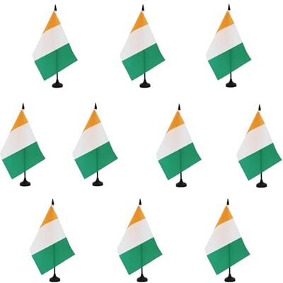AZ FLAG Lot de 10 Drapeau De Table Côte d'Ivoire 21x14 cm 10 Petits Drapeaux Ivoirien De Bureau 100% Polyester Avec Hampe De 25cm Et Socle En Plastique Noir - Publicité AZ FLAG Lot de 10 Drapeau De Table Côte d'Ivoire 21x14 cm 10 Petits Drapeaux Ivoirien De Bureau 100% Polyester Avec Hampe De 25cm Et Socle En Plastique Noir - Publicité