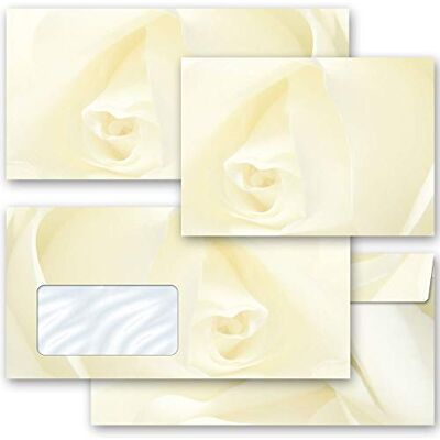 Paper-Media 25 enveloppes ROSE BLANCHE Fleurs & Pétales, Amour & Mariage DIN C6 (162x114 mm) - Publicité Paper-Media 25 enveloppes ROSE BLANCHE Fleurs & Pétales, Amour & Mariage DIN C6 (162x114 mm) - Publicité