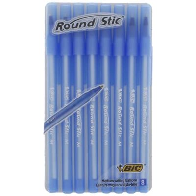 BIC Ballpoint pens medium blue 1 mm Round Stic 8 pieces - Publicité BIC Ballpoint pens medium blue 1 mm Round Stic 8 pieces - Publicité