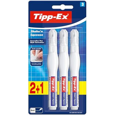 BIC Tipp-Ex Shake N' Squeeze Stylo Correcteur Offre Spéciale 2+1 Gratuit (8 ml) - Publicité BIC Tipp-Ex Shake N' Squeeze Stylo Correcteur Offre Spéciale 2+1 Gratuit (8 ml) - Publicité